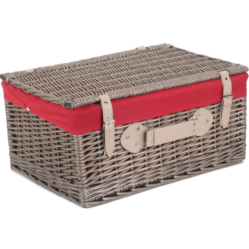 51cm Antique Wash Wicker Picnic Basket with Cotton Lining - Empty Picnic Baskets - British D'sire
