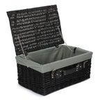 51cm Empty Black Willow Picnic Basket With Cotton Lining - Empty Picnic Baskets - British D'sire
