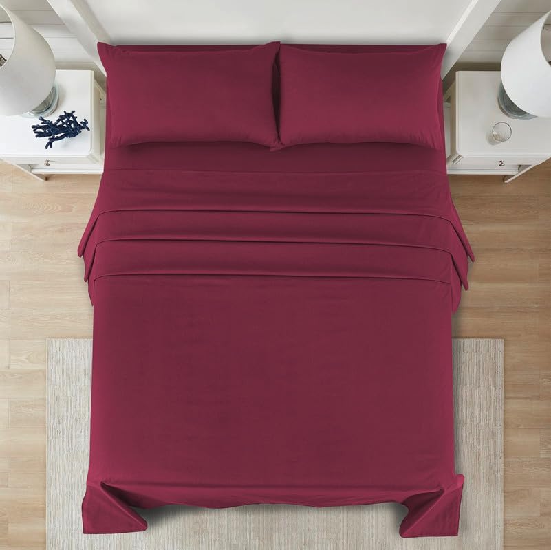 Luxury Polycotton Dyed Plain Flat Sheet Single Double King