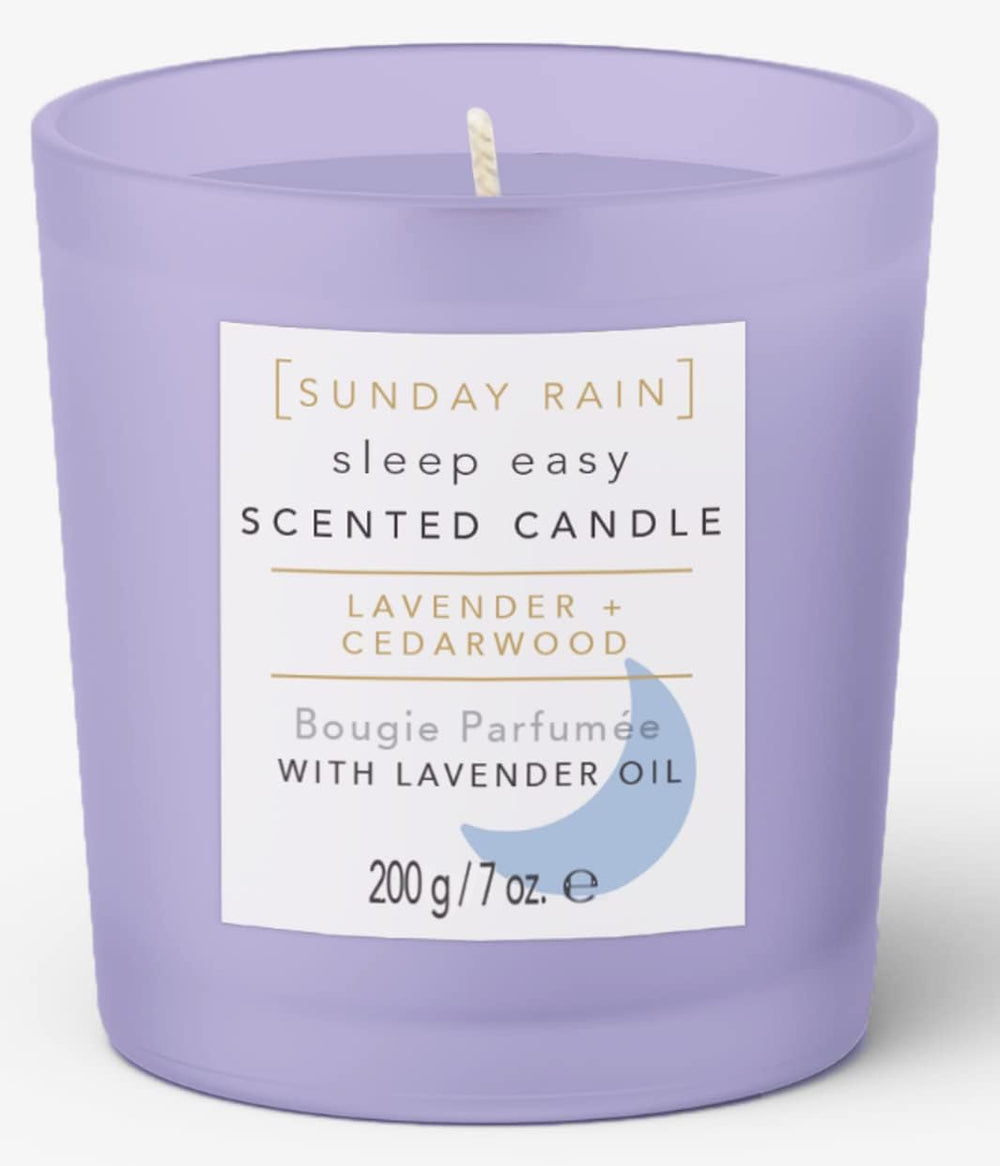 Sunday Rain Sleep Easy Lavender and Cedarwood Soy Candle, with Aromatherapy Oils, Up to 40 Hours Burn Time, Refreshing & Calming Fragrance, 265g Main image