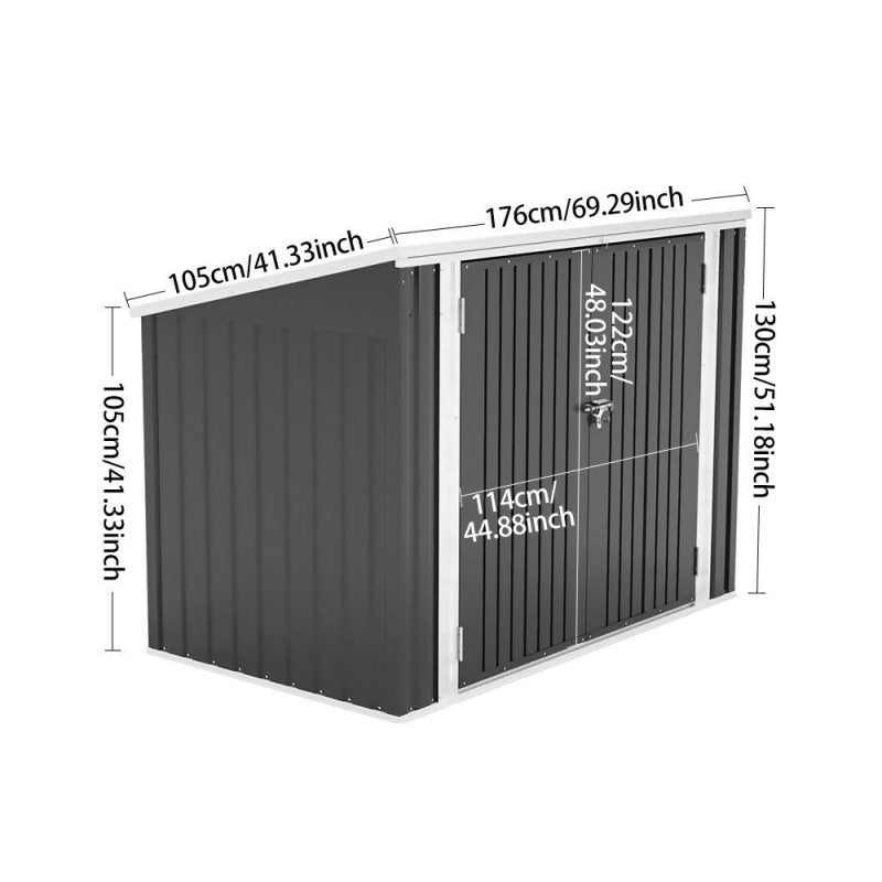 5.5 x 3.5 ft Metal Garden Shed Bin Store Bike Storage with Double Door - Storage Shed - British D'sire