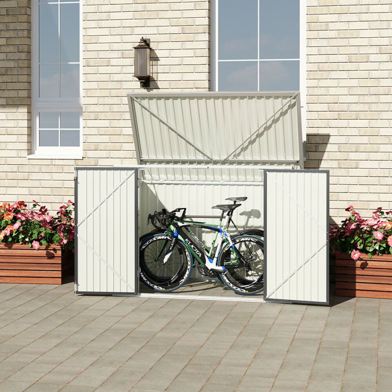 5.5 x 3.5 ft Metal Garden Shed Bin Store Bike Storage with Double Door - Storage Shed - British D'sire