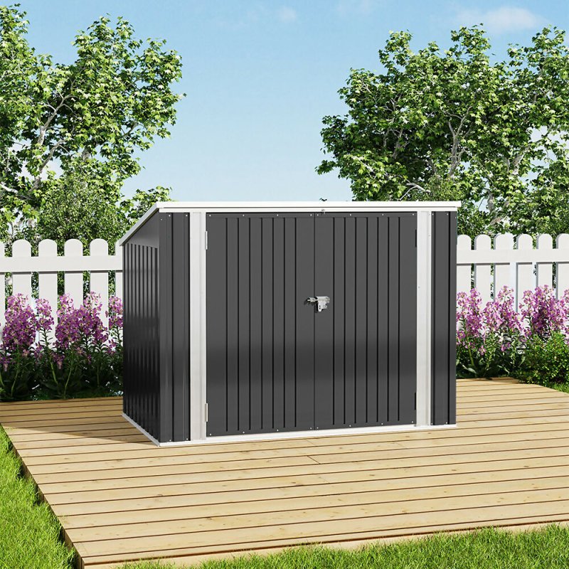 5.5 x 3.5 ft Metal Garden Shed Bin Store Bike Storage with Double Door - Storage Shed - British D'sire