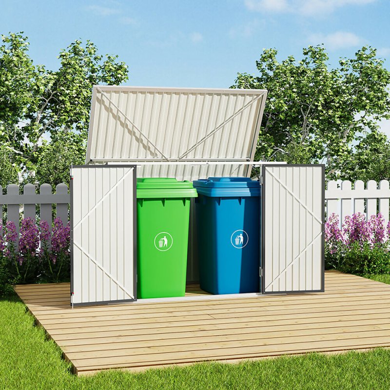5.5 x 3.5 ft Metal Garden Shed Bin Store Bike Storage with Double Door - Storage Shed - British D'sire