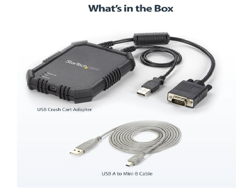 Arezzo Laptop Crash Cart KVM Adapter with USB & VGA – Portable Console for Server Access, File Transfer & Video Capture – Supports Windows, macOS, Linux