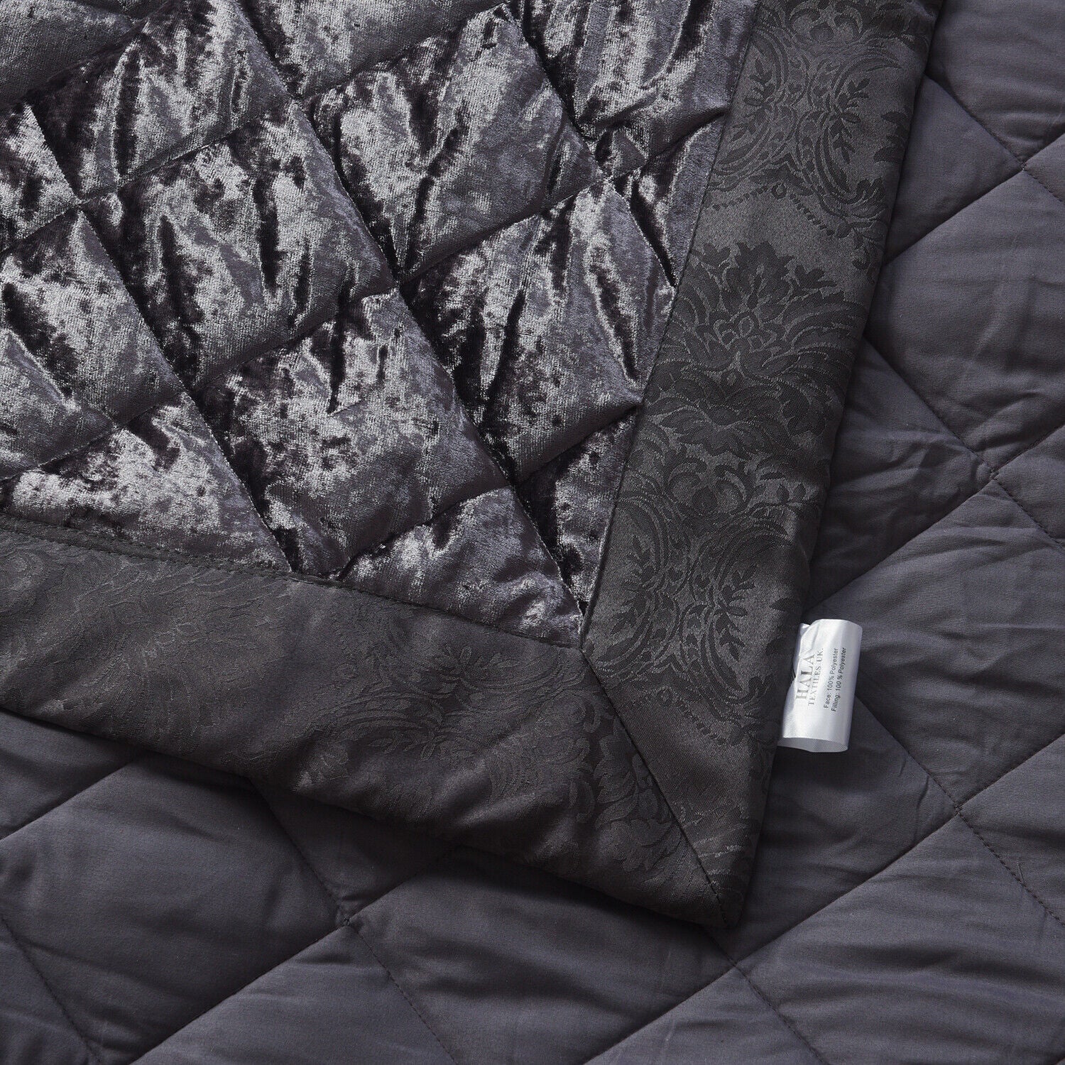 5 Pieces Luxury Crushed velvet Bedspread Quilted Comforter Bedding Set & Cushion
