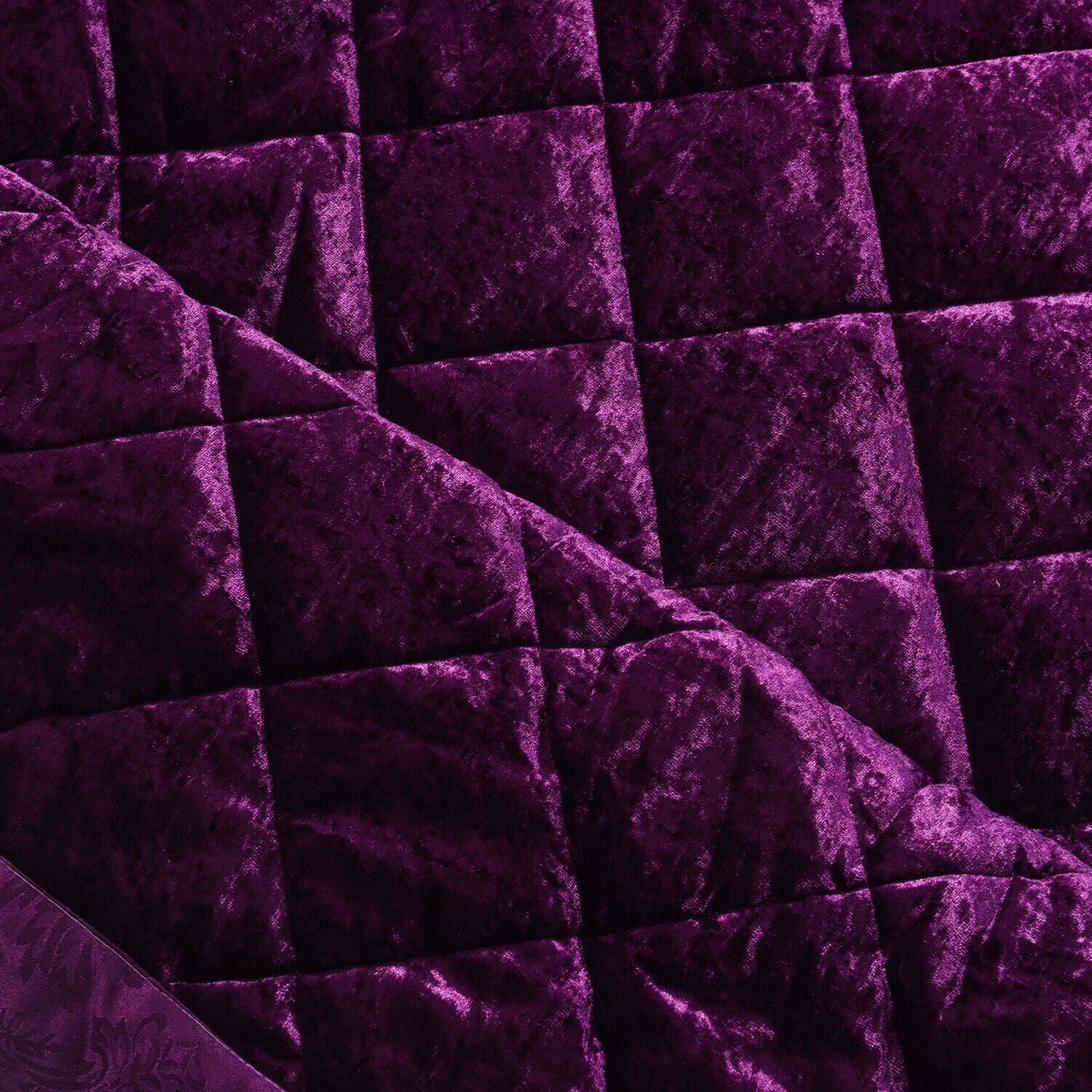 5 Pieces Luxury Crushed velvet Bedspread Quilted Comforter Bedding Set & Cushion