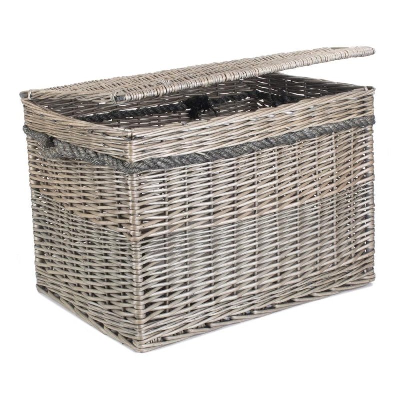 58cm Antique Wash Wicker Storage Basket - Storage Baskets - British D'sire Main image