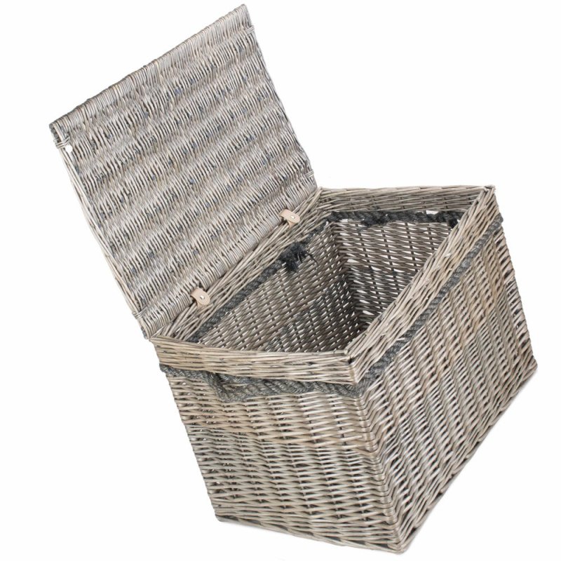 58cm Antique Wash Wicker Storage Basket - Storage Baskets - British D'sire