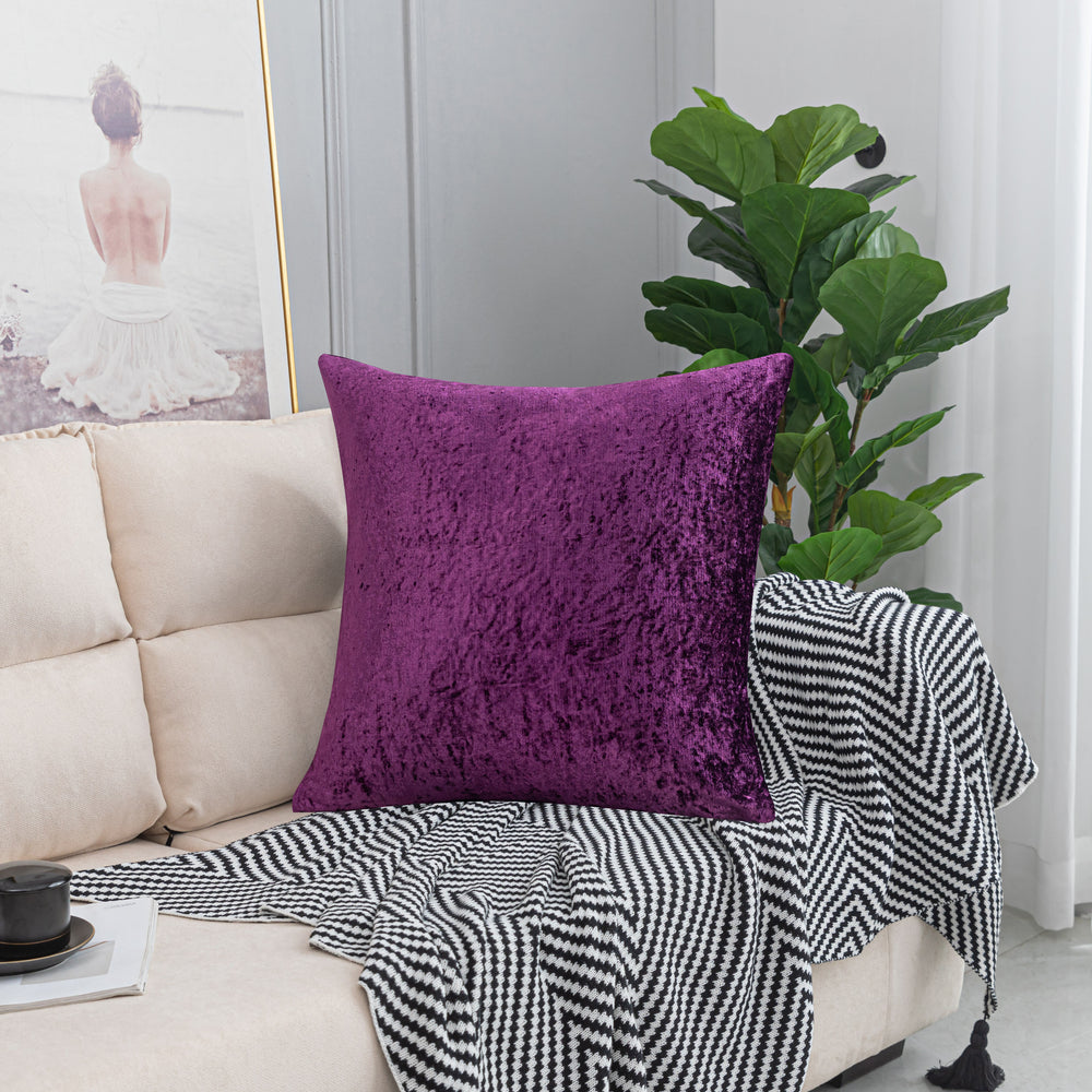 Twin Pack Crushed Velvet Fashion Plain Cushion Covers 8 Colours Pack of 2 Covers