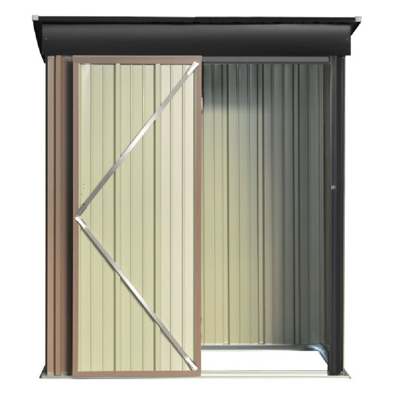 5ft x3ft Brown Metal Garden Shed Garden Storage Tool Shed with Lockable Door - Garden Shed - British D'sire