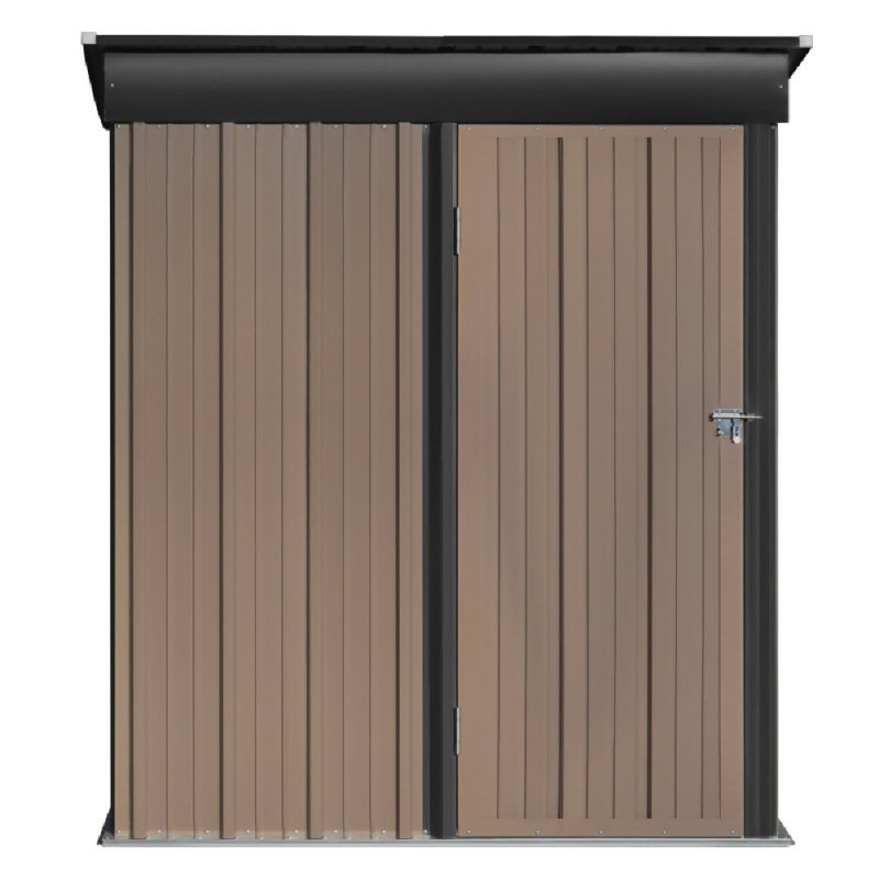 5ft x3ft Brown Metal Garden Shed Garden Storage Tool Shed with Lockable Door - Garden Shed - British D'sire