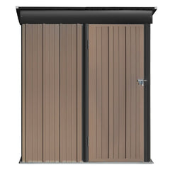 5ft x3ft Brown Metal Garden Shed Garden Storage Tool Shed with Lockable Door - Garden Shed - British D'sire