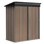5ft x3ft Brown Metal Garden Shed Garden Storage Tool Shed with Lockable Door - Garden Shed - British D'sire