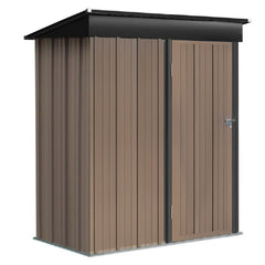 5ft x3ft Brown Metal Garden Shed Garden Storage Tool Shed with Lockable Door - Garden Shed - British D'sire