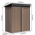 5ft x3ft Brown Metal Garden Shed Garden Storage Tool Shed with Lockable Door - Garden Shed - British D'sire