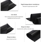 5pcs Oven Liners BBQ Mats for Gas Grill Reusable Oven Liners for Bottom of Oven Oven Mats for Bottom of Oven Oven Liners for Bottom of Fan Assisted Ovens Washable(Black) - British D'sire