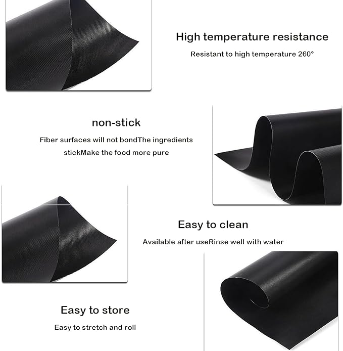5pcs Oven Liners BBQ Mats for Gas Grill Reusable Oven Liners for Bottom of Oven Oven Mats for Bottom of Oven Oven Liners for Bottom of Fan Assisted Ovens Washable(Black) - British D'sire