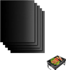 5pcs Oven Liners BBQ Mats for Gas Grill Reusable Oven Liners for Bottom of Oven Oven Mats for Bottom of Oven Oven Liners for Bottom of Fan Assisted Ovens Washable(Black) - British D'sire