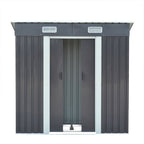 6 x 4 ft Pent Metal Garden Shed Outdoor Tool Storage Shed with Base Foundation, Charcoal Black - Garden Shed - British D'sire