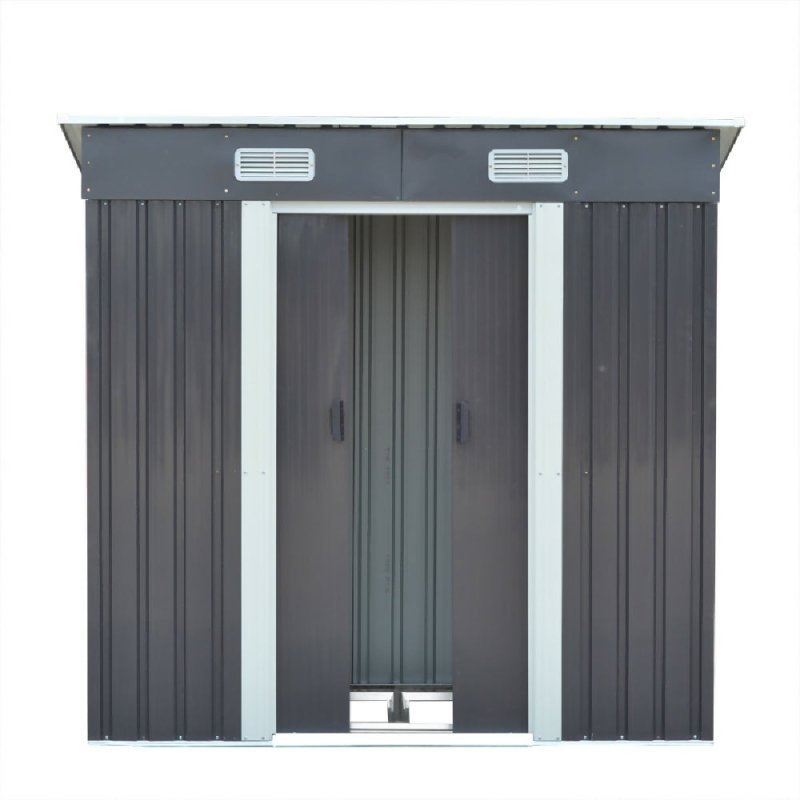 6 x 4 ft Pent Metal Garden Shed Outdoor Tool Storage Shed with Base Foundation, Charcoal Black - Garden Shed - British D'sire