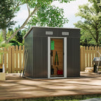 6 x 4 ft Pent Metal Garden Shed Outdoor Tool Storage Shed with Base Foundation, Charcoal Black - Garden Shed - British D'sire