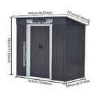 6 x 4 ft Pent Metal Garden Shed Outdoor Tool Storage Shed with Base Foundation, Charcoal Black - Garden Shed - British D'sire