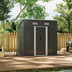 6 x 4 ft Pent Metal Garden Shed Outdoor Tool Storage Shed with Base Foundation, Charcoal Black - Garden Shed - British D'sire
