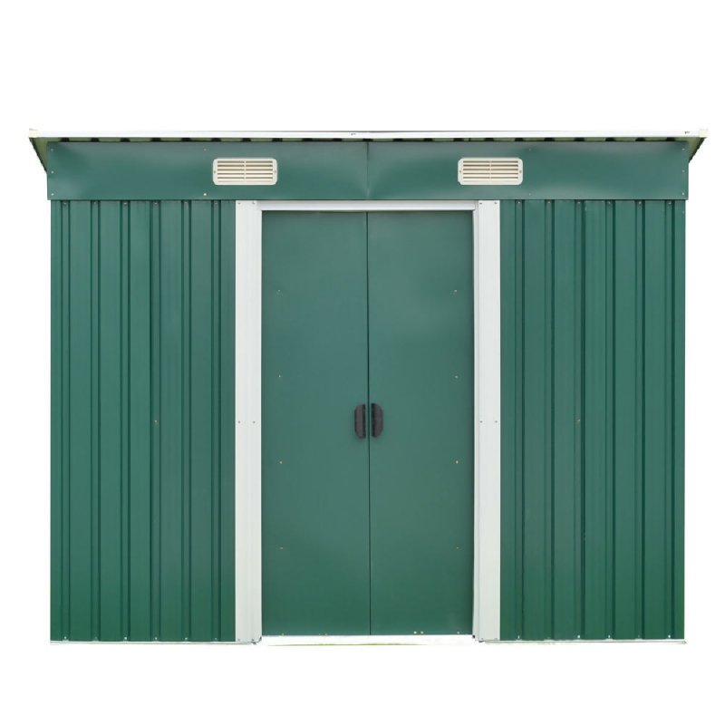 6 x 4 ft Pent Metal Garden Storage Shed Outdoor Tool House with Base, Dark Green - Garden Shed - British D'sire