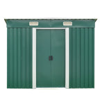 6 x 4 ft Pent Metal Garden Storage Shed Outdoor Tool House with Base, Dark Green - Garden Shed - British D'sire