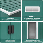 6 x 4 ft Pent Metal Garden Storage Shed Outdoor Tool House with Base, Dark Green - Garden Shed - British D'sire