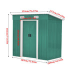 6 x 4 ft Pent Metal Garden Storage Shed Outdoor Tool House with Base, Dark Green - Garden Shed - British D'sire