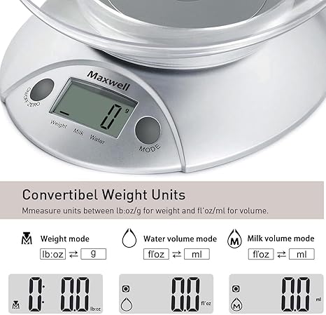 Connoisseur Digital Kitchen Scales with 0.6L Bowl – 5kg/11lb Capacity, ml & fl oz Liquid Measurement | Silver Food Scales with Tare Function & LCD Display | Compact, High-Precision Tool for Cooking & Baking Secondary image