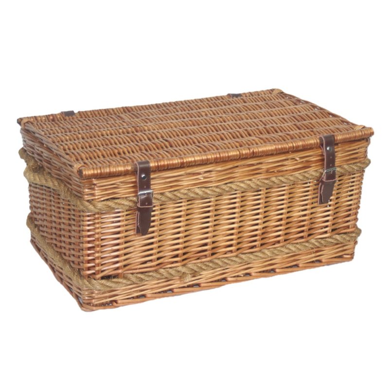 61cm Double Steamed Rope Handled Trunk with White Lining - Empty Picnic Baskets - British D'sire