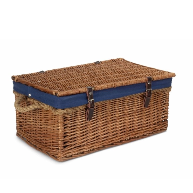 61cm Double Steamed Rope Handled Trunk with White Lining - Empty Picnic Baskets - British D'sire