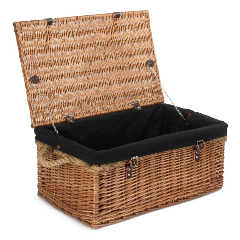 61cm Double Steamed Rope Handled Trunk with White Lining - Empty Picnic Baskets - British D'sire