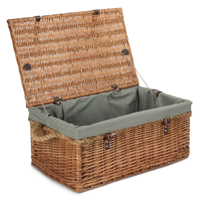 61cm Double Steamed Rope Handled Trunk with White Lining - Empty Picnic Baskets - British D'sire