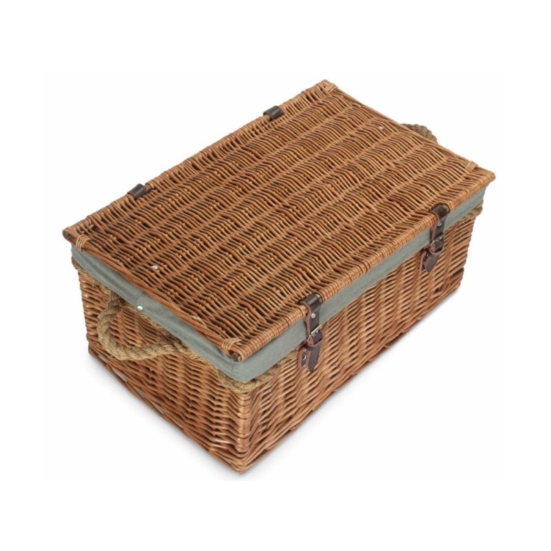 61cm Double Steamed Rope Handled Trunk with White Lining - Empty Picnic Baskets - British D'sire