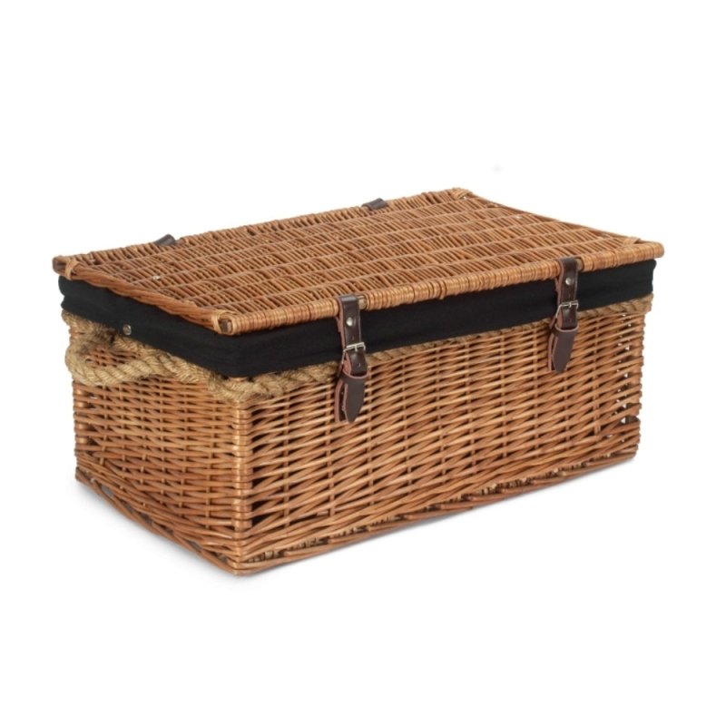 61cm Double Steamed Rope Handled Trunk with White Lining - Empty Picnic Baskets - British D'sire