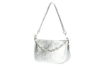 Italian Leather Kelly Shoulder Bag in Silver