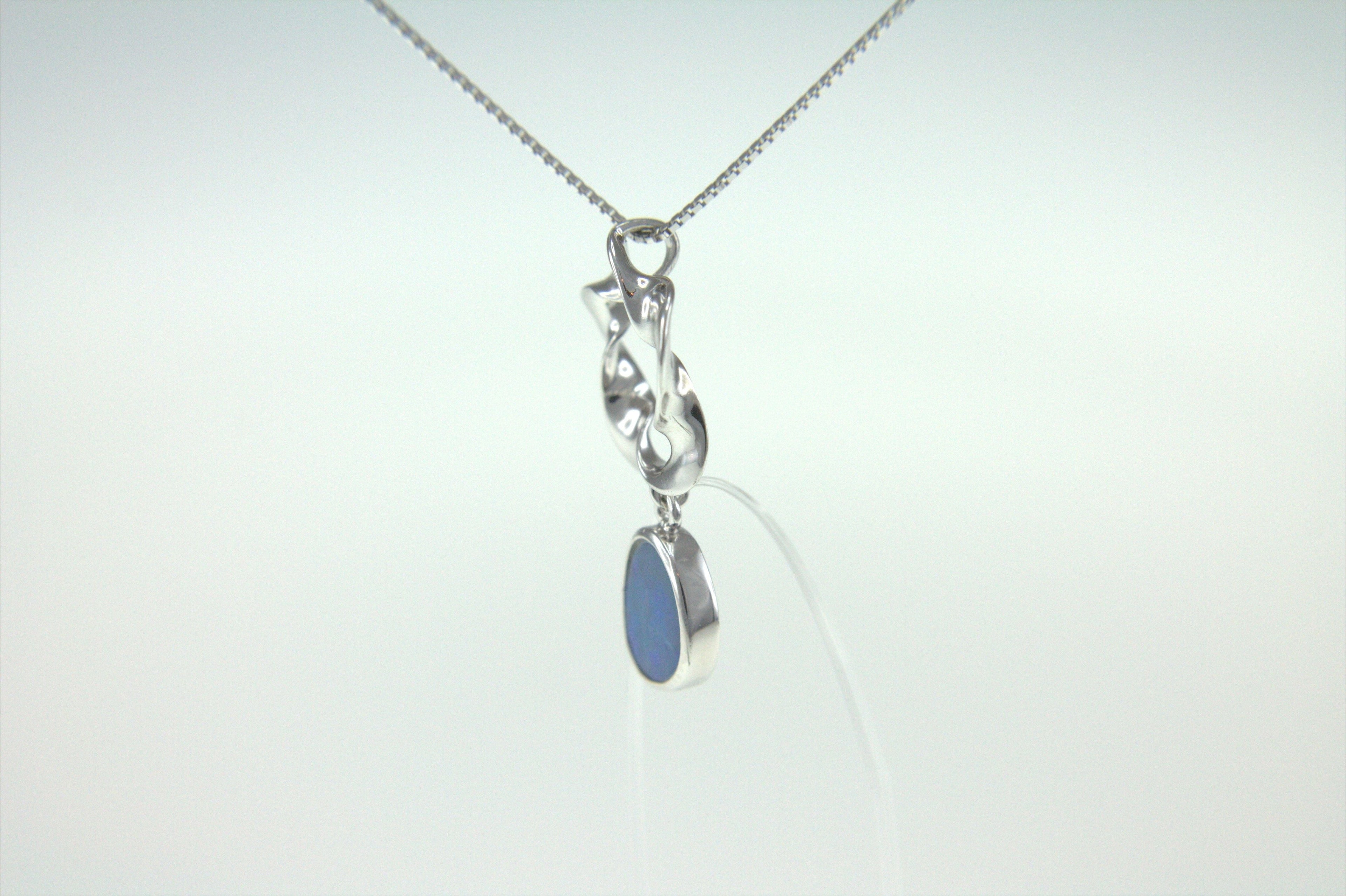 Pearlz Ocean Blue Boulder Opal Flower Pendant Necklace