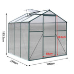 6ft × 6ft Greenhouse Polycarbonate Aluminium Greenhouse with Window and Sliding Door - Garden Shed - British D'sire