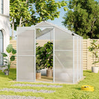 6ft × 6ft Greenhouse Polycarbonate Aluminium Greenhouse with Window and Sliding Door - Greenhouse - British D'sire