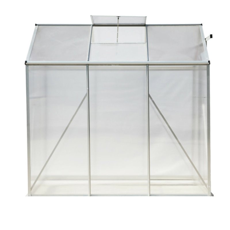 6ft × 6ft Greenhouse Polycarbonate Aluminium Greenhouse with Window and Sliding Door - Greenhouse - British D'sire