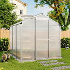 6ft × 6ft Greenhouse Polycarbonate Aluminium Greenhouse with Window and Sliding Door - Greenhouse - British D'sire