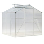 6ft × 6ft Greenhouse Polycarbonate Aluminium Greenhouse with Window and Sliding Door - Greenhouse - British D'sire