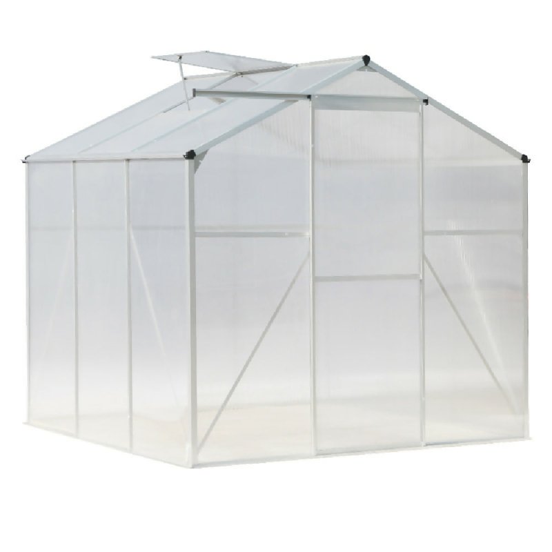 6ft × 6ft Greenhouse Polycarbonate Aluminium Greenhouse with Window and Sliding Door - Greenhouse - British D'sire
