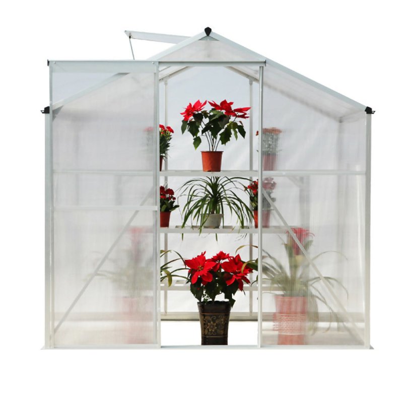 6ft × 6ft Greenhouse Polycarbonate Aluminium Greenhouse with Window and Sliding Door - Greenhouse - British D'sire