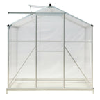 6ft × 6ft Greenhouse Polycarbonate Aluminium Greenhouse with Window, Sliding Door, and Foundation - Greenhouse - British D'sire