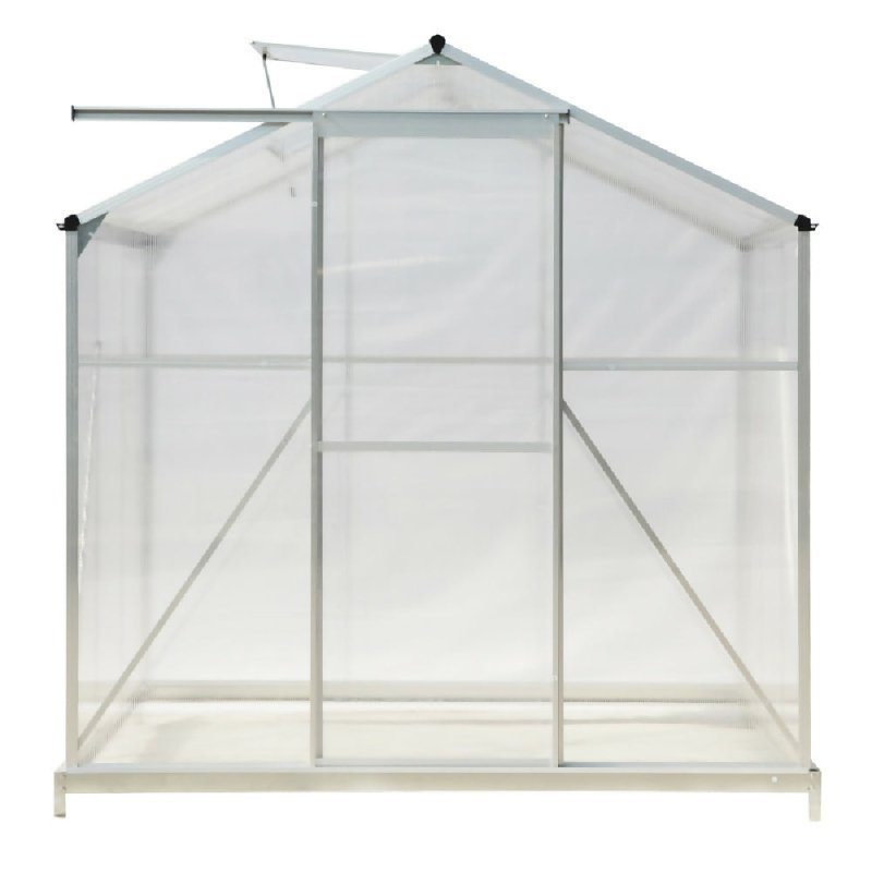 6ft × 6ft Greenhouse Polycarbonate Aluminium Greenhouse with Window, Sliding Door, and Foundation - Greenhouse - British D'sire